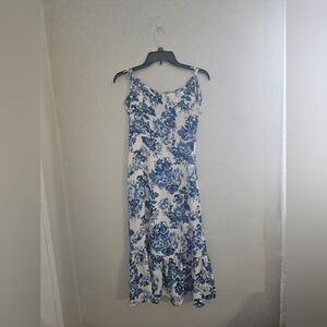 Aqua Floral Blue and White Women's Dress